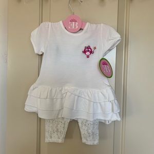 NEW with TAGS ! Designer White baby girl set